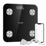 YINOLIFE Scale for Body Weight, Digital Smart Bathroom Weight Scale with BMI, Body Fat, Muscle Mass, Accurate 20 Body Composition Scale, 10.2\" Compact Platform with APP, 400lb, Black