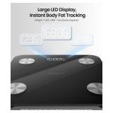 YINOLIFE Scale for Body Weight, Digital Smart Bathroom Weight Scale with BMI, Body Fat, Muscle Mass, Accurate 20 Body Composition Scale, 10.2\" Compact Platform with APP, 400lb, Black