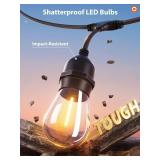 addlon LED Outdoor String Lights 48FT with Edison Vintage Shatterproof Bulbs and Commercial Grade Weatherproof Strand - ETL Listed Decorative Lights for Patio Garden