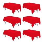 BRILLMAX 6 Pack Red Tablecloths for 6 Foot Rectangle Tables 60 x 102 Inch - 6ft Rectangular Bulk Linen Polyester Fabric Washable Cloth Cover for Wedding Reception Banquet Birthday Party