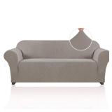 PrinceDeco Stretch Sofa Cover Slipcover Couch Covers for 3 Cushion Couch Furniture Protector Sofa Covers with Non Slip Elastic Bottom Dogs Pet Friendly Fitted (Sofa, Taupe)