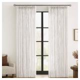 MIULEE Pinch Pleated Thick Linen Curtains 92 Inches Long 2 Panels for Living Room Bedroom, Pinch Pleat Drapes Back Tab Light Filtering Floor to Ceiling Semi Sheer Natural Farmhouse Window Curtains