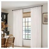 MIULEE Pinch Pleated Thick Linen Curtains 92 Inches Long 2 Panels for Living Room Bedroom, Pinch Pleat Drapes Back Tab Light Filtering Floor to Ceiling Semi Sheer Natural Farmhouse Window Curtains