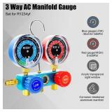 ADAFIRST AC R1234yf Manifold Gauge Set, 3 Way Car Air Conditioning 1234yf Refrigerant Recharge Tool Kit, with Hoses Quick Coupler Case, for Auto Air Conditioner Freon Diagnostic Test and Charging