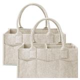 Cute Castle 2 Pack Diaper Caddy Organizer - Portable Baby Caddy Organizer with Handle, Nursery Storage Bin and Car Organizer for Girls, Boys - Baby Gift Basket - Oatmeal