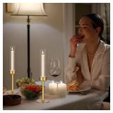 Gold Hurricane Candle Holders, Taper Glass Cover Candlestick, Tall Brass Candle Stick Decor for Table, Centerpiece, Wedding, Dinning, Party on Indoor and Outdoor, Set of 3