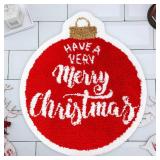 Ceenna Christmas Bathroom Rugs 22 x 26 Inch Red Round Non Slip Decorative Soft Bath Mat Absorbent Cute Christmas Bathroom Decor Washable Machine for Holiday New Year Home Floor
