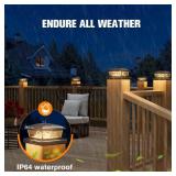 VOLISUN Solar Post Cap Lights Outdoor 6Pack, Black Fence Cap Lights Solar Powered Fits 4x4 6x6 Wooden/4x4 5x5 Vinyl Post, Firefly filaments Lighting for Garden/Patio/Porch,with Warm White