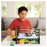 Mattel WWE Money in The Bank Cash-in Ring Playset with 2 Play Modes & 40+ Sounds & Phrases, Includes Launcher Crane, Ladders & Briefcase, 13-Inch x 20-Inch