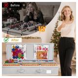 Criusia Christmas Gift Wrapping Paper Organizer Storage, Durable Underbed Storage Container Fits 24 Rolls, with Removable Dividers and Pockets for Ribbon, Ornaments, Holiday Accessories, Grey
