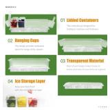 IVYHOME Chilled Condiment Server, Taco Bar Serving Set, Versatile Ice Containers, with 5 Lidded Containers and Detachable Ice Storage Layer, 2 Hanging Cups for Storing Tong and Forks