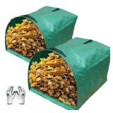 Gardzen 2-Pack 53 Gallon Dustpan-Type Yard Waste Bags, Reusable Heavy Duty Collapsible Garden Leaf Bags, Leaf Collector for Leaves, Lawn Debris & Grass Clippings