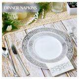 Vplus 600 Pack Paper Napkins Guest Towels Disposable Premium Quality 3-ply Dinner Napkins Disposable Soft, Absorbent, for Kitchen, Wedding, Parties, Dinners or Events(Silver)