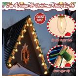 Hohean 50 FT C9 LED Christmas Lights Outdoor With Clips, Large Bulb String Lights, Warm White Roofline Lights for House and Garden Xmas Decoration