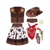 Spooktacular Creations Halloween Cowgirl Costume for Girls, Kids Brown Western Costume, Deluxe Cowgirl Outfit Set with Hat for Toddler Themed Birthday, Dress-Up, Cosplay Party (Small, 5-7 yrs)