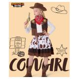 Spooktacular Creations Halloween Cowgirl Costume for Girls, Kids Brown Western Costume, Deluxe Cowgirl Outfit Set with Hat for Toddler Themed Birthday, Dress-Up, Cosplay Party (Small, 5-7 yrs)