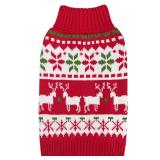 KYEESE Dog Christmas Sweater, Warm Turtleneck Dog Sweater for Small Dogs Boy Girl with Snowflake & Reindeer Pattern, Cozy Winter Knitwear with Leash Hole, Festive Holiday Outfit, Small
