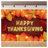 MEETSIOY Thanksgiving Leaves Backdrop Autumn Harvest Maple Leaf Photo Booth Gold Glitter Banner Props Theme Party Porch Decoration Studio Props 7x5ft RBJZSMT1
