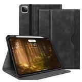 H HOLIMET Case for iPad Pro 12.9 2022 6th/5th/4th/3rd Generation with Pencil Holder Pocket Folio Stand Cover Soft TPU Back Shockproof, Auto Sleep/Wake,Vegan Leather