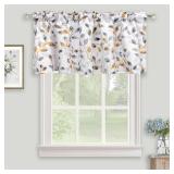 Inselnwald Watercolor Leaves Print Valance for Windows, Grey Floral Printed Short Curtains Valances Rod Pocket for Kitchen Bathroom Cafe Window Treatment 52 x 18 Inches, Orange/Gray