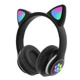 TOKANI Kids Bluetooth Wireless Over-Ear Cat Ear Headphones with Microphone for Kids Teens Adults (Black)