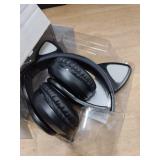 TOKANI Kids Bluetooth Wireless Over-Ear Cat Ear Headphones with Microphone for Kids Teens Adults (Black)