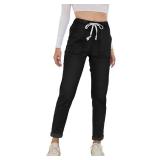 Metietila Womens Pull-on Jeans Stretch High Waisted Elastic Waist Black Jeans for Women Denim Joggers Pants Medium