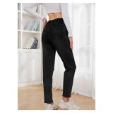 Metietila Womens Pull-on Jeans Stretch High Waisted Elastic Waist Black Jeans for Women Denim Joggers Pants Medium