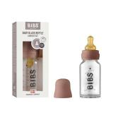 BIBS Baby Glass Bottle. Anti-Colic. Round Natural Rubber Latex Nipple. Supports Natural Breastfeeding, Complete Set - 110 ml, Woodchuck
