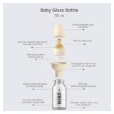 BIBS Baby Glass Bottle. Anti-Colic. Round Natural Rubber Latex Nipple. Supports Natural Breastfeeding, Complete Set - 110 ml, Woodchuck