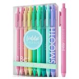 Loddie Doddie Retractable Colored Gel Pens - Pack of 18, 0.7 mm, Pastel - Smooth Glide Writing with Fine Tip Pens - For Bullet Journal Supplies & Planner Stencils - Pastel Palette & Fine Line Markers