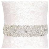 Pardecor Wedding Belt Rhinestone Belt Bridal Wedding Dress Sash Trim Rhinestone Applique Dress Belt Crystal Sash Accessories (327 Silver)