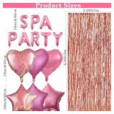 46 Pieces Spa Party Decorations Balloons Spa Theme Birthday Party Supplies Lipstick Cosmetics Balloons Foil Fringe Curtains for Girls Spa Day Makeup Party (Light Pink)