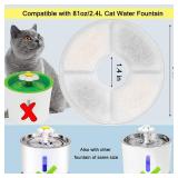 Cat/Pet Water Fountain Filters, 12 Pieces Set Pack of 8 Replacement Filter Fit for 81oz/2.4L, 3 Filtration System with 4 Pre-Filter Sponges