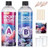 Pnente Crystal Clear Epoxy Resin Kit, 32oz Professional Self-Leveling No-Bubble UV Resistant Casting & Coating Resin for Crafts, Jewelry Making, Table Top, Molds, Wood River Tables and Art Projects