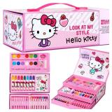 Hello Kitty Colored Pencils Art Supplies Kids Drawing Kit School Supplies Painting Kit Girls Drawing Pencils Art Kit Travel Case with Crayons Arts and Crafts for Kids 4-12 (Pink)