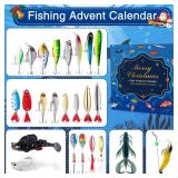Laoyebaohao Fishing Advent Calendar 2025 Adult Men Teen Boys, 24 Days Christmas Countdown Calendar with Fishing Lures Set, Christmas Surprise Fish Gift