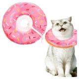 Cat Cone Collar Soft, Comfortable Cat Donut Collar After Surgery, Adjustable Elizabethan Recovery Collars & Cones to Stop Licking, Lightweight Neck Collar Soft Cone for Cats Kitten (Pink, Medium)