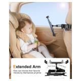 LMADFLY 360Â° Rotating Car Headrest Mount - iPad Holder for Car, Compatible with 5.5-18.4\" iPad/iPhone/Samsung Tablets - Adjustable Stand for Backseat Entertainment on Long Drives & Travel