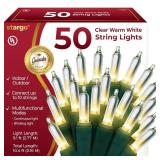 Clear Warm White Christmas Lights - 9 ft String of 50 Incandescent Mini Bulbs Multifunctional Lighting Modes, for Decorative, Bedroom, Outdoor, Xmas Twinkle Tree Lights with Green Wire Total 10.4 ft