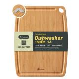 Lightweight Durable Bamboo Cutting Board with Non-Slip Feet, Reversible Wood Cutting Board with Juice Groove Easy to Store & Clean, Water-Resistant Ideal Kitchen Gift for Home Cooks