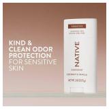 Native Sensitive Deodorant Contains Naturally Derived Ingredients, 72 Hour Odor Control | Deodorant for Women & Men, Aluminum Free with Baking Soda, Coconut Oil and Shea Butter, Coconut & Vanilla