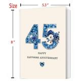 Bestmelo 45th Anniversary Card,45 Year Anniversary Card Gifts,45th Wedding Anniversary Day Gifts,Happy Sapphire Anniversary,8x5.3 Inches,Double-Sided