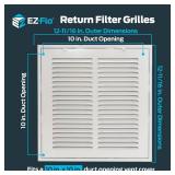 EZ-FLO 10 x 10 Inch (Duct Opening) Return Air Vent Cover for Wall or Ceiling, Solid Steel Return Air Filter Grille, HVAC Vent Cover, White, 61657