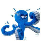 LEGEND SANDY Tough Dog Toys, Stuffed Chew Large Dog Toys to Keep Them Busy, Interactive Squeaky Tug of War Doggie Toy, Crinkle Blue Octopus