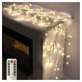 Hypestar Lighted Garland with Birch Branches 6FT 48 Warm Lights, Lighted Birch Garland with Timer,Pre Lit Birch Garlands for Bedroom Wall Chrismtas Indoor Decorations (Remote Control-721)
