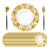 Tarklanda 50Pcs Fall Paper Placemats 13.4 Inch Disposable Fall Maple Leaves Round Place Mat Decorative Valentines Day Table Mat for Dining Kitchen Birthday Bridal Wedding Harvest Party Supplies