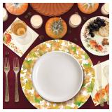 Tarklanda 50Pcs Fall Paper Placemats 13.4 Inch Disposable Fall Maple Leaves Round Place Mat Decorative Valentines Day Table Mat for Dining Kitchen Birthday Bridal Wedding Harvest Party Supplies