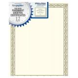 Geographics Parchment Certificates, 8-1/2\" x 11\", Serpentine Gold Foil, Pack Of 12
