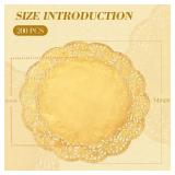 Yexiya 200 Pcs Doilies Lace Paper Doilies 14 Inches Disposable Foil Lace Placemats Large Round Paper Pad Placemats for Cakes Crafts Wedding Birthday Party Decoration(Gold)